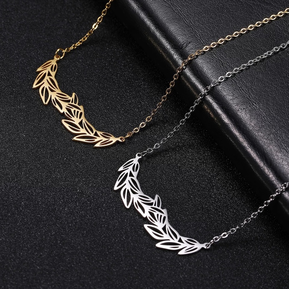 Gold Branch leaf necklace chain pendant